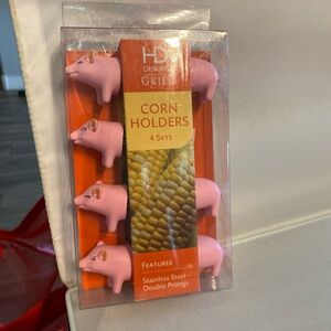 Pink and Orange Pig-Shaped Corn Holders Kitchen Tools